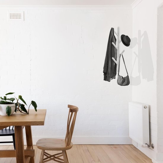 Bayt Wandgarderobe - Garderobenständer - Garderobenständer Holz - Garderobenständer - 5 Haken - Weiß