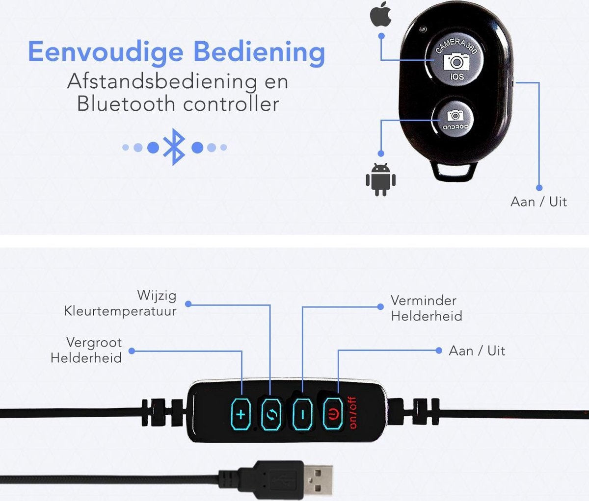 LifeGoods Ringlampe - LED - mit Stativ und Fernbedienung - Smartphone-Halterung - Schwarz