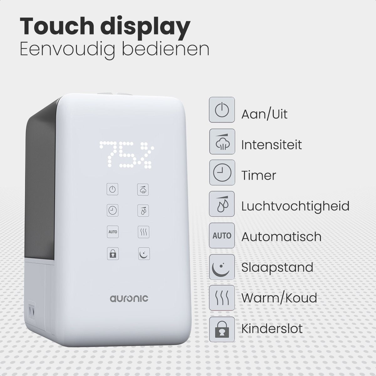 Auronic Luftbefeuchter - 3 Wärmestufen - 6L Tankkapazität - 70m2 - Wasserfilter inklusive - Weiß