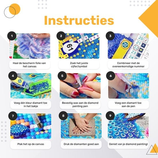 RubyeÂ® Diamant-Malerei Erwachsene - Diamant-Malerei Kinder - Diamant-Malerei Komplettpaket - Vögel & Blumen - 40x30cm