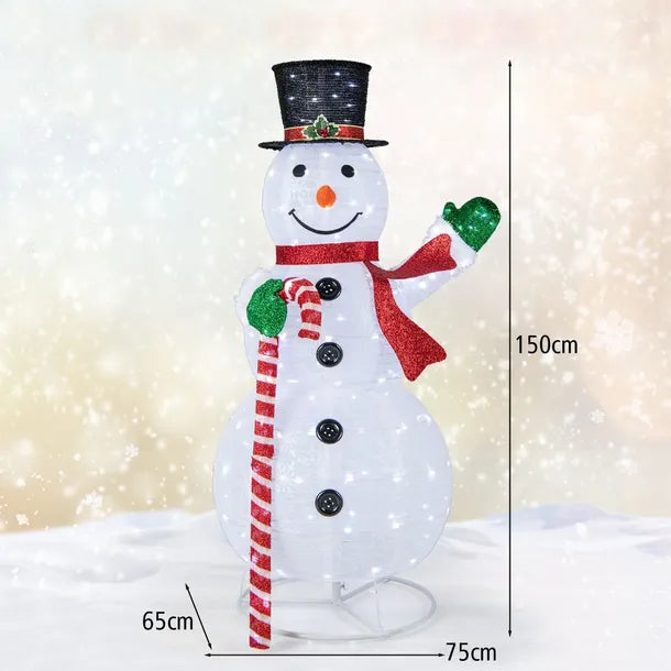 Küstenschneemann - 180 Lichter - Metall & Polyester - wetterfest - 150cm