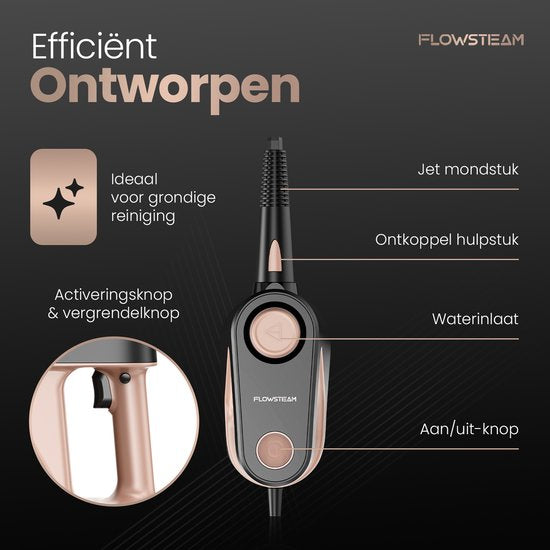 FLOWSTEAM® 9-in-1 Handdampfreiniger - Dampfreiniger - Teppichreiniger - Fleckenreiniger - Handdampfer - 110° Dampf