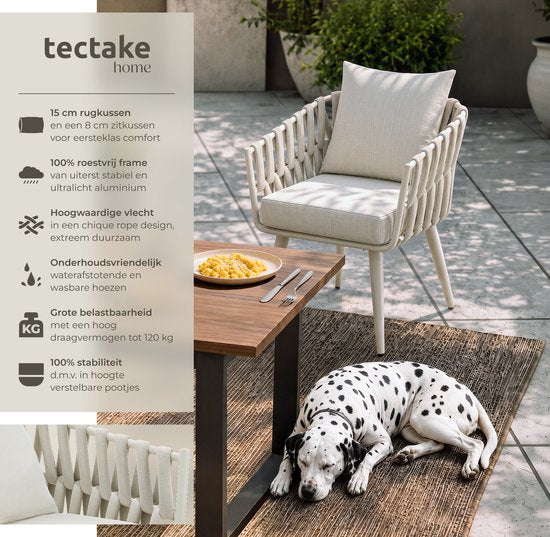 tectake® Gartenstuhl Lugano – Liegestuhl mit Aluminiumgestell – Gartenstuhl im Seil-Design – Garten-Sessel mit dicken Kissen – Für Garten oder Balkon – Terrassenstuhl – UV- und witterungsbeständig – Anthrazit