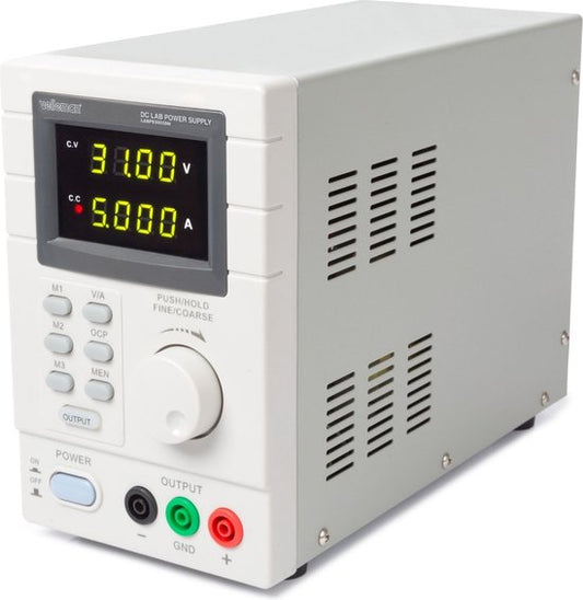 Velleman Labornetzgerät, programmierbar über PC, einstellbar, 0-30 VDC/5 A, Strombegrenzung, Kurzschlussschutz, zwei 4-stellige LED-Anzeigen, USB-Anschluss