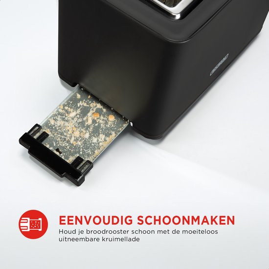 Bourgini Toasti Toaster - Toaster mit Toasti-Clips - Schwarz- Extra breiter Schlitz, geeignet für 2 getoastete Sandwiches - Einstellbare Bräunungsstufe und Auftaufunktion