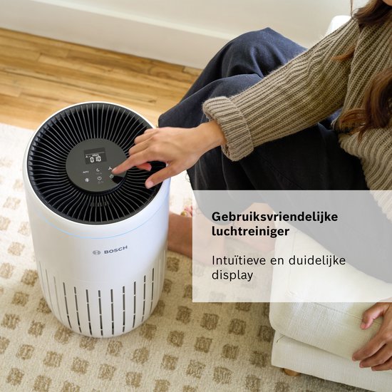 Bosch Air 2000 Luftreiniger für bis zu 37,5 m² – Entfernt Schadstoffe effizient mit HEPA-Filter, Smart-Sensor und leisem Modus – für Allergiker
