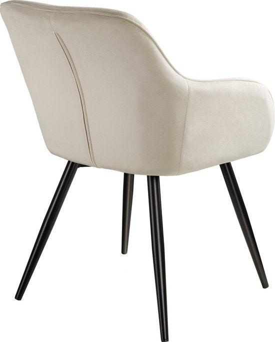 tectake - Stuhl - Esszimmerstuhl - Marilyn Samtoptik schwarz/creme - 58 x 62 x 82 cm - 403662