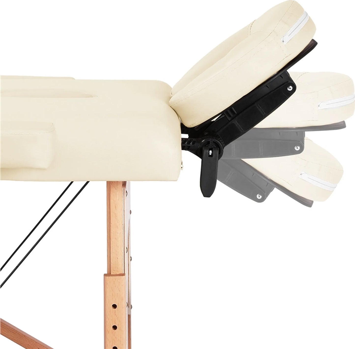 Yaheetech Klappbarer Massagetisch - 213 x 82 x 64-85,5 cm - Ausgestattet mit Buchenbeinen und verstellbarer Kopfstütze und Tragetaschenfunktion - Für Schönheitssalon und Massagestudio - Cremefarbenes Kunstleder und Holz