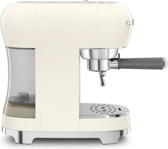 SMEG ECF02CREU Manuelle Espressomaschine – Kolbenmaschine – 15 bar – Thermoblock – Dampfdüse – Geeignet für gemahlenen Kaffee und E.S.E.-Pads – Stil der 50er Jahre – Creme