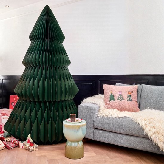 Mica Decorations Papier-Weihnachtsbaum – Zusammenklappbarer künstlicher Weihnachtsbaum – H 212 x Ø 120 cm – Weihnachtsdekoration – FSC Mix – Grün
