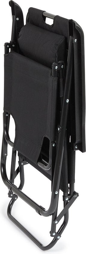 909 Outdoor-Liegestuhl - klappbar - Set 2 - verstellbar - Polyester & Metall - Schwarz