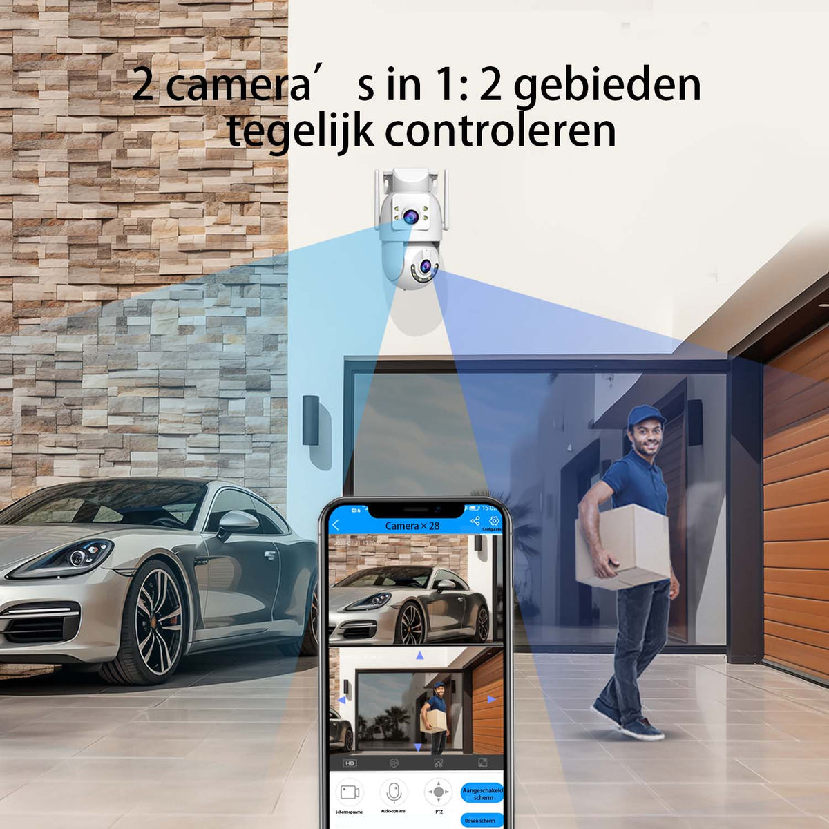 JOOAN Außenüberwachungskamera HD 2K – Doppellinse – Dual-Band-WLAN 5 GHz, 2,4 GHz