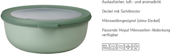 Mepal – Multikom Cirqula Frischhalteboxen-Set – 350 + 750 + 1250 ml – Rund – Nordic Black