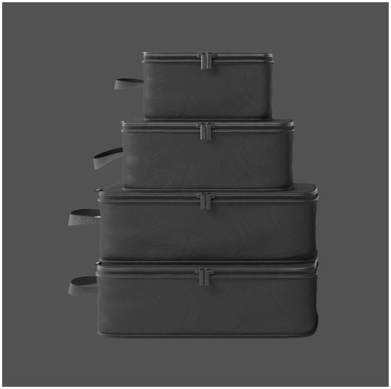ONYXÂ¬Ã† Kompressionspackwürfel - 5 Stück - Gepäckorganisation mit Kompressionsreißverschluss - Für Koffer und Taschen - Schwarz