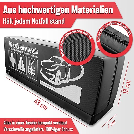 Heroism 3-in-1 Car First Aid Kit 2026 - Erste-Hilfe-Kasten, Warndreieck & Sicherheitsweste, EU-konform