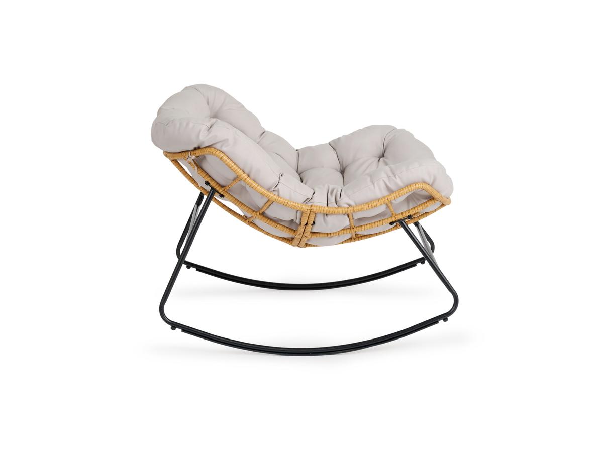 Lifa Garden Rattan-Schaukelstuhl mit Kissen – Naturfarben – 110 x 70 x 90 cm
