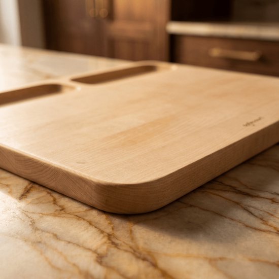 Safecourt Kitchen 3-teiliges Schneidebrett-Set aus Holz [100% frei von Mikroplastik] - inklusive Aufbewahrungsständer - FSC-zertifiziertes Birkenholz