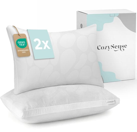 CozySense® Kopfkissen - 2er Set - 50x70 CM - Kühlendes Schlafkissen - Verstellbares Kissen mit extra Füllung - Kissen für Seiten-, Bauch- und Rückenschläfer