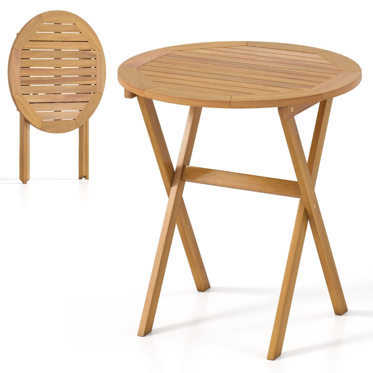 Coast runder Gartentisch – klappbar – Akazienholz – 67 cm – naturbelassen