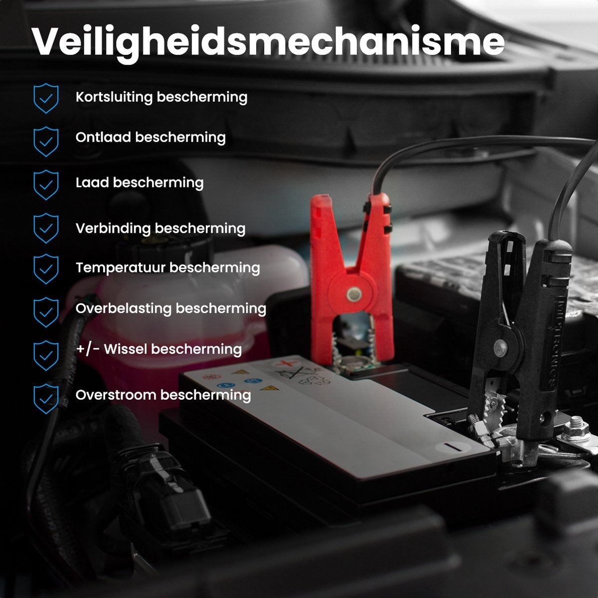 Auronic Jumpstarter - mit Kompressor - 12V - 1200A - 12.000 mAh - 6-in-1 Starthilfe - Inkl. Aufbewahrungstasche & Zubehör - Schwarz/Grau