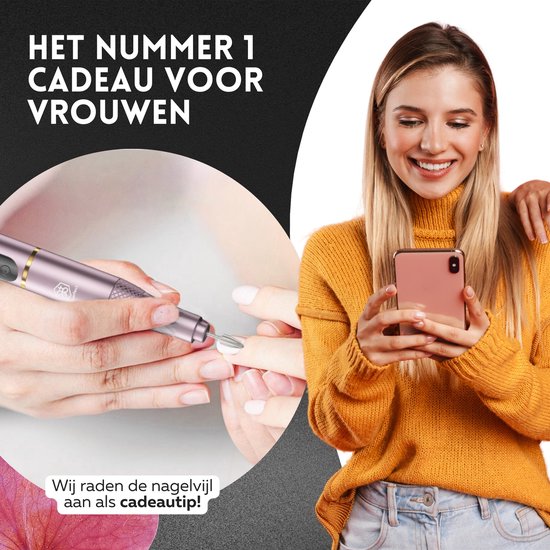 Beeperfect® Cordless Electric Nail File Pro Edition - Nagelfräse - Maniküre- und Pediküre-Set - wiederaufladbar - 11 Bits und 60 Schleifrollen - 30.000 U/min - Pink
