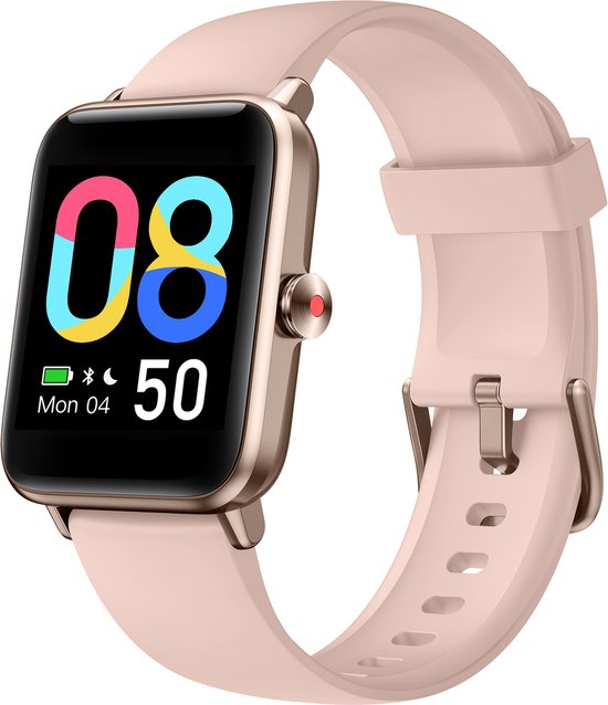 MAOO BOOST Smartwatch - Inkl. Bildschirmschutz - Wasserdicht - Smartwatch Damen Rose Gold - Schrittzähler - Uhr - Pink