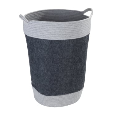 WENKO Bea Wäschekorb Dunkelgrau – 75 l – Recycelter Polyesterfilz