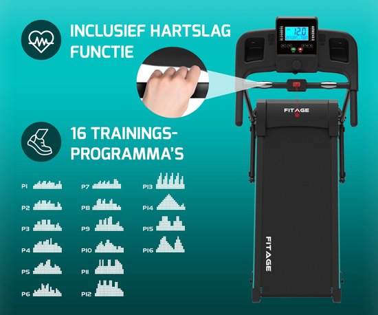 FITAGE - Laufband - 12 km/h - 3 Steigungen - elektrisch