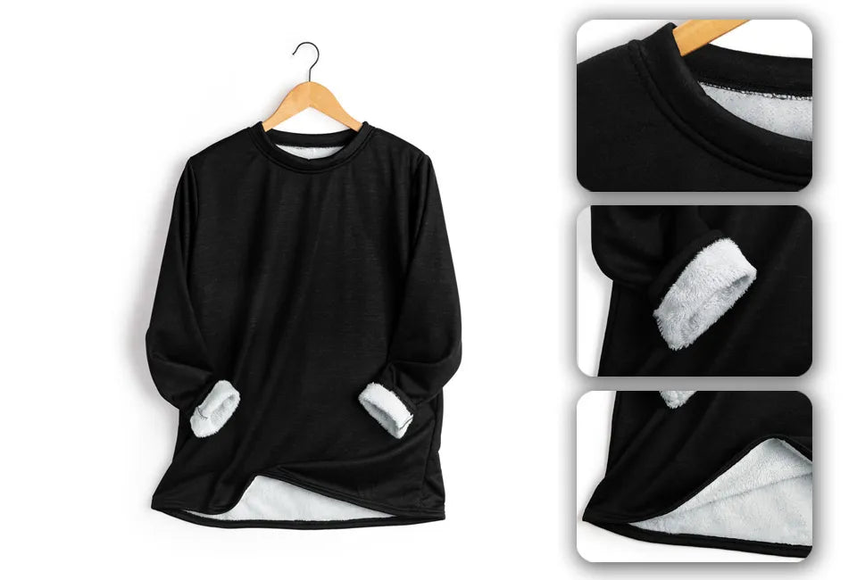 Milanoro Fleece-Tunika für Damen – warm gefüttert – schwarz – Größe L