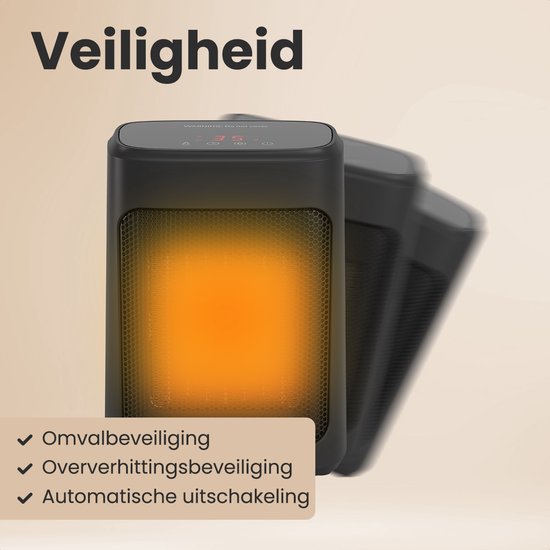 Auronic Heizlüfter Digital - Keramik-Heizgerät - Tragbar - 2000W Heizgerät - Schwarz