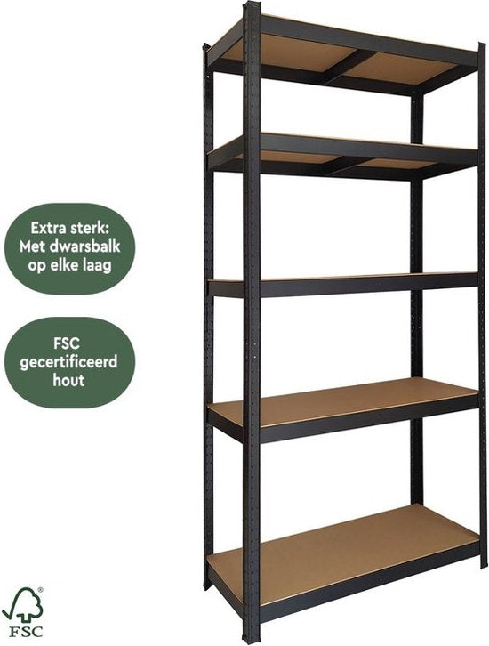 BRASQ Regalschrank Schwarz 2er Set - Metall Lagerregal - Speisekammer - Wandschrank - Lagerregal 180x90x40 - 5 Lagen - 175 KG pro Fachboden - max 875 KG