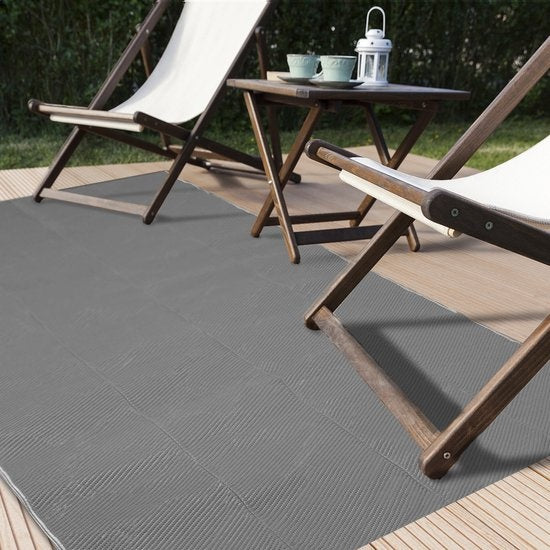 LifeGoods Outdoor-Teppich - 120x180CM - Gartenteppich - Inkl. Tragetasche - Grau