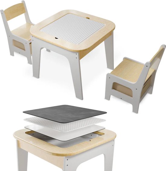 Kindersitzgruppe Milou - Mit 2 Stühlen und 1 Tisch - Natur