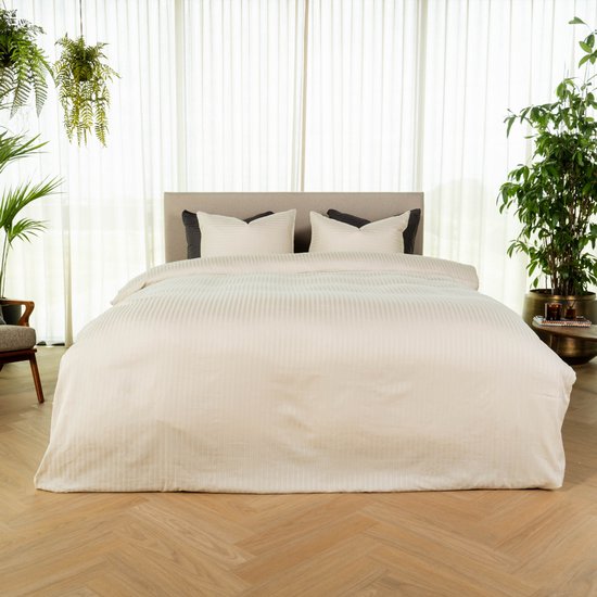 Kayori Elin Bettbezug Baumwolle Satin - 200x200-220 cm +2 Kopfkissenbezüge - Double - Sand
