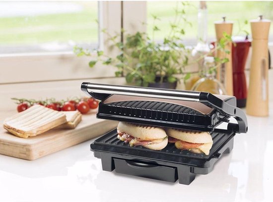 Bestron Kontaktgrill – ASW113CO – 1000 W – Sandwichtoaster – 25 x 17 cm Grillfläche – Kupfer – 5 Jahre Garantie