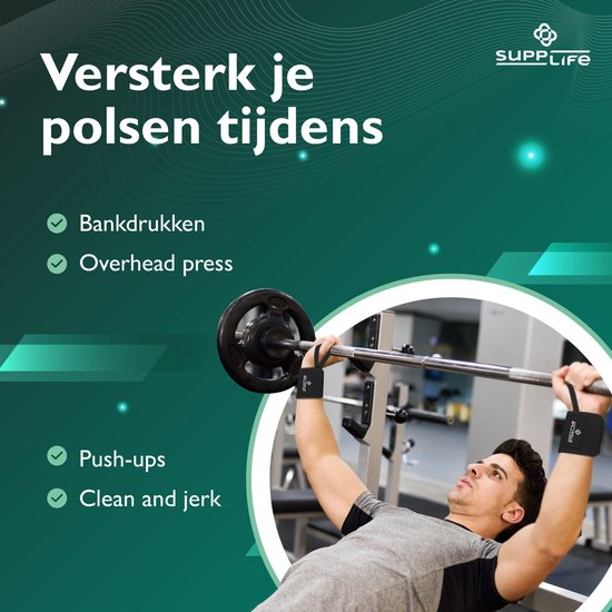 Supplife Handgelenkband für Fitness & CrossFit – 2 Stück – Wrist Wraps – Krafttraining – Handgelenkbandage – Schwarz