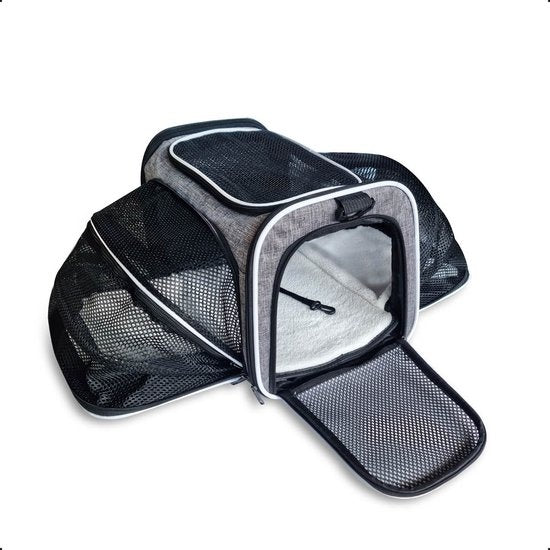 Gopets Tragetasche Hund und Katze - Hundetasche - Reisetasche - Katzentasche - Geeignet für Flugzeuge - Bis zu 5,5 kg - Grau