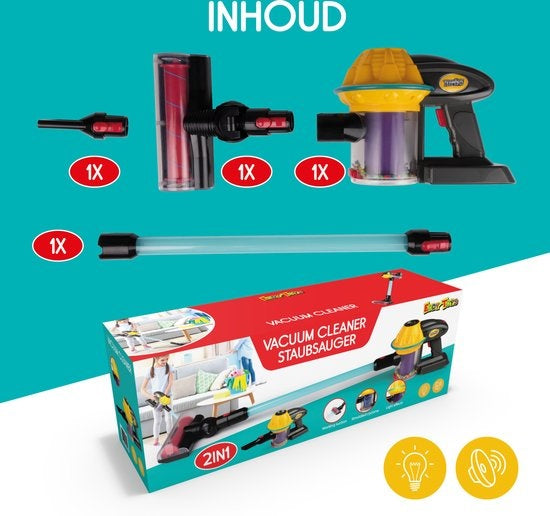 Eddy Toys Speelgoed Stofzuiger - Draadloze Steelstofzuiger - Voor Kinderen