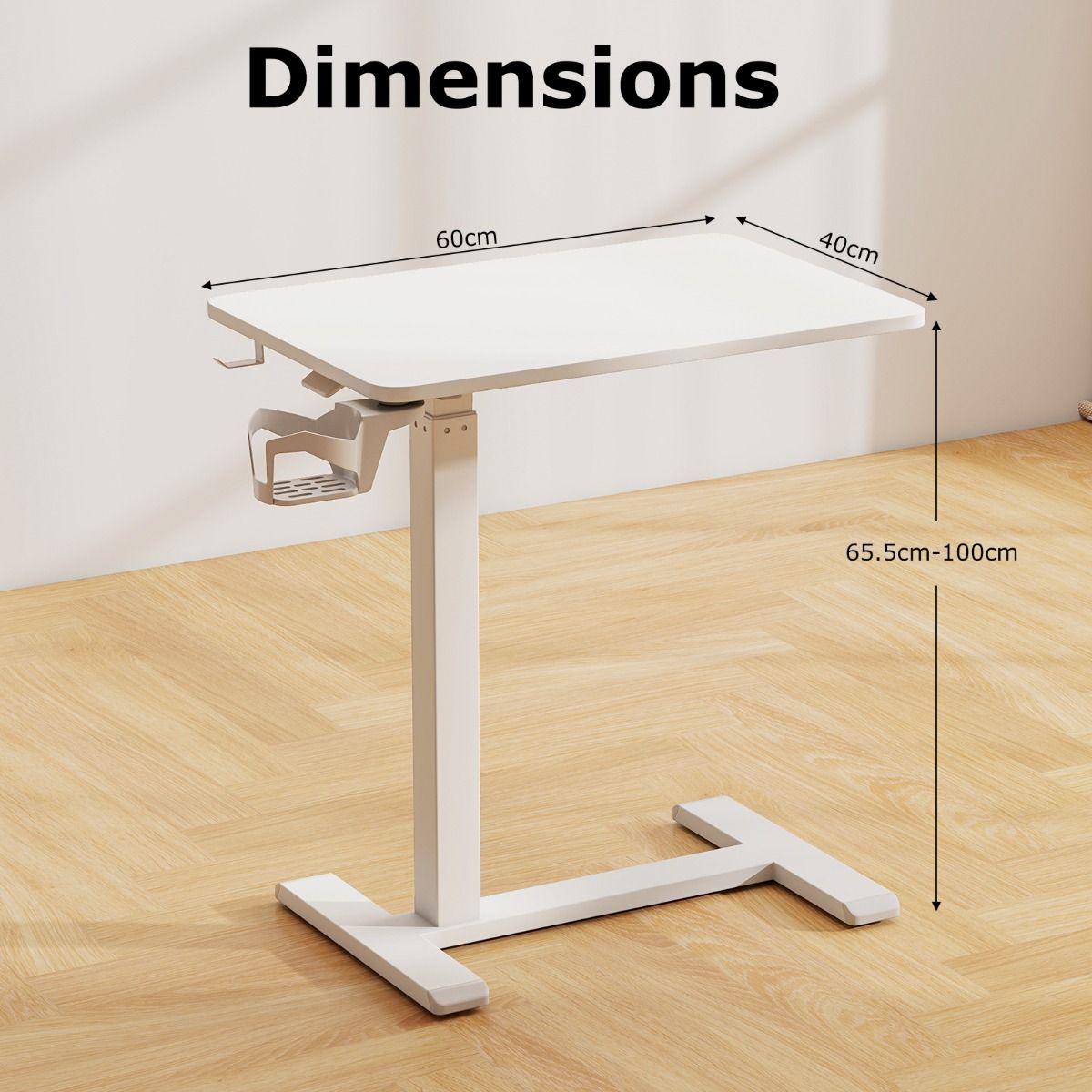 Coast Höhenverstellbarer mobiler Stehtisch Laptop-Tisch Schreibtisch - 60x40x65.5-100 cm - Weiß