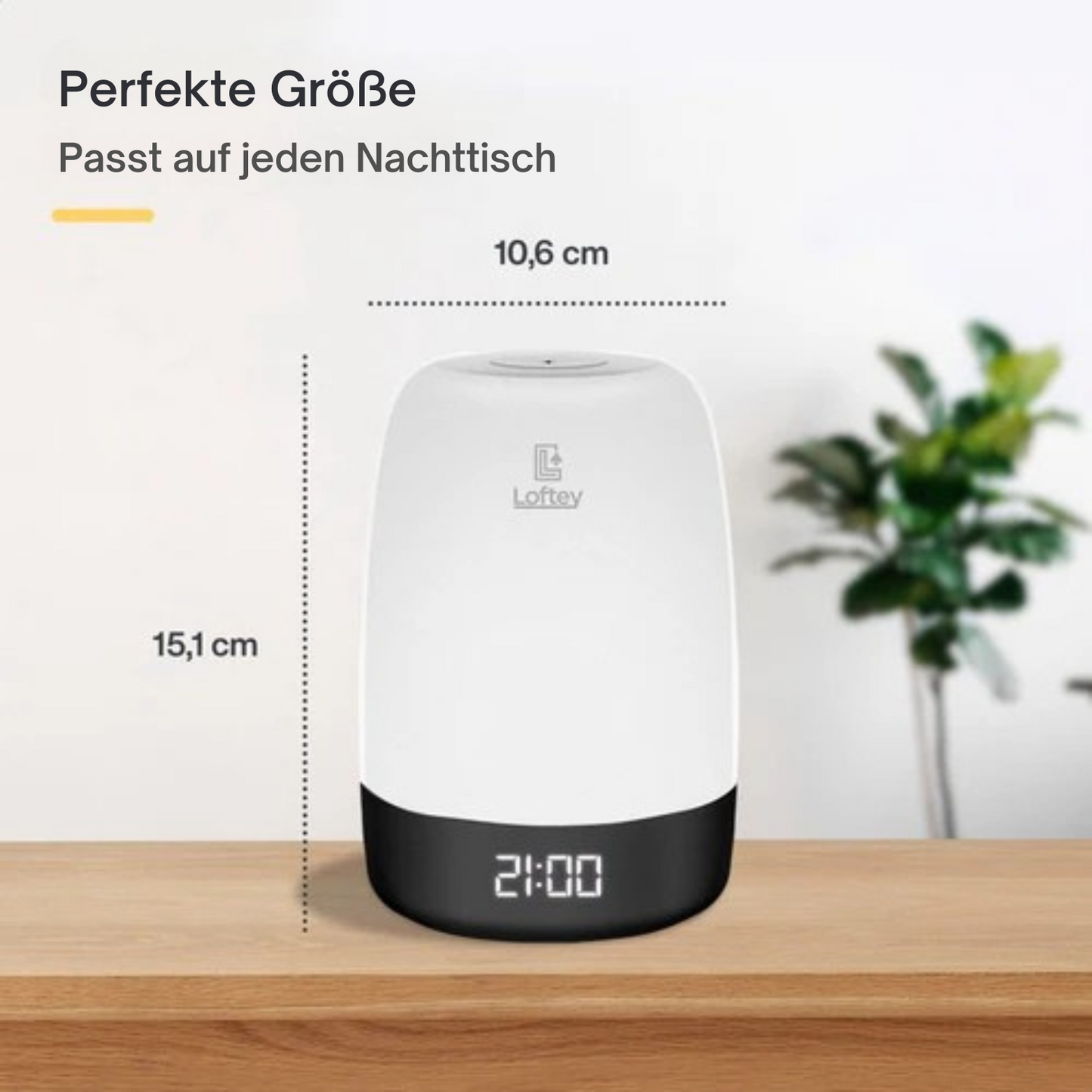 Loftey - Lichtwecker - 5 Naturgeräusche - Snooze-Funktion - Weiß