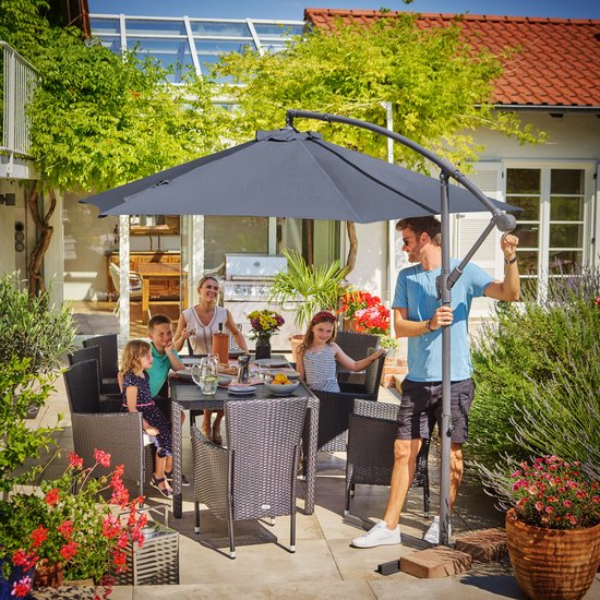 Kingsleeve Schwebeschirm – Ø 300 cm, UV-Schutz 80+ – Anthrazit