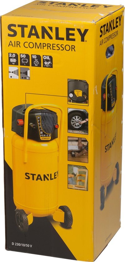Stanley – D230/10/50V Luftkompressor – 10 bar – ölfrei, Tankvolumen 50 l