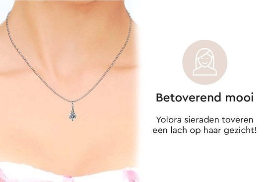 Yolora Damen Halskette mit Kalpa Camaka Kristall Anhänger - Farbe Silber - 18K Weißgold plattiert - Geschenkbox - Muttertagsgeschenk