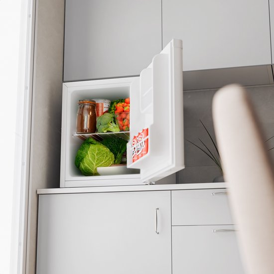 KitchenBrothers Mini-Kühlschrank - 40L - Kleiner Kühlschrank - Freistehend - Frigo - Kompakt - Weiß
