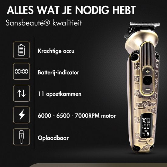 9-in-1 Bartschneider Herren - Sansbeauté® Trimmer für Bart und Körper - Inkl. 9 Aufsätze - Bodygroomer Herren - Body Trimmer Herren - Haartrimmer - Clippers - 0.5-15MM - Nase und Ohren - Trimmer - Bartmaschine - Multigroomer