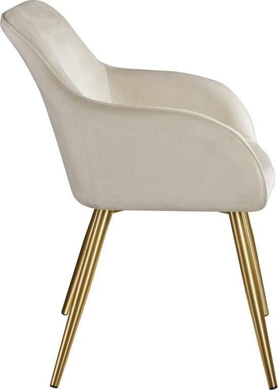 tectake - Stuhl Marilyn in Samtoptik - creme/gold - 404623