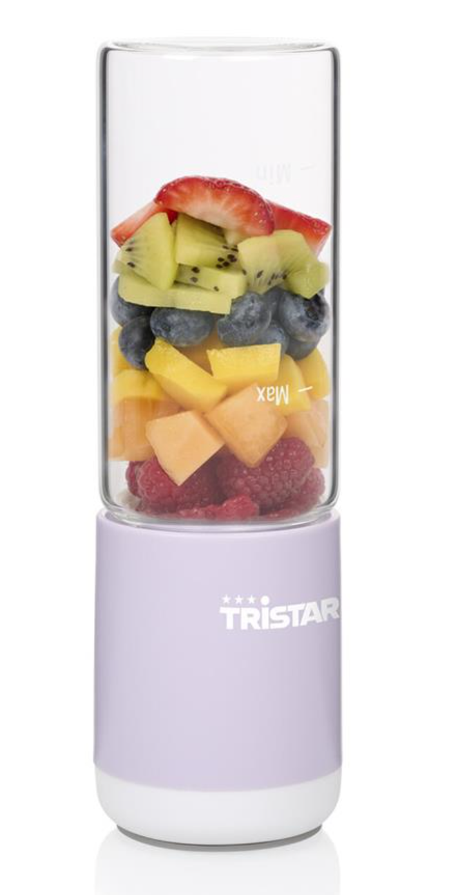 Tristar PD-4981L Mini-Mixer für unterwegs – kabellos – Glasbecher 280 ml – Lila