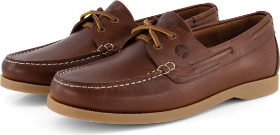 Travelin' Exmouth Men - Schnürbare Ledermokassins - Größe 42 - Stiefelschuh - Braunes Leder