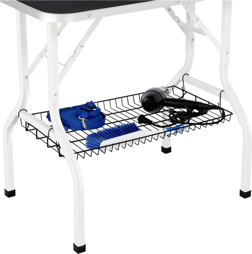Yaheetech Hundepflege-Tisch 91 x 61 x 80 cm – Schwarz – Zusammenklappbarer Pflege-Tisch mit verstellbarem Pflegearm und Aufbewahrungskorb