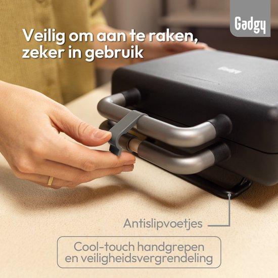 Gadgy Premium Sandwichtoaster für 2 Sandwiches – Schwarz – 3-in-1-Grill, Sandwich- und Waffeleisen – Austauschbare Platten – 600 W – Besonders leistungsstark – 2x Brüsseler Waffel – Croque Monsieur